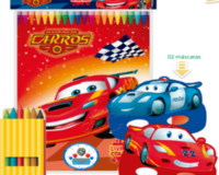 * KIT LIVRO PARA COLORIR + GIZ DE CERA + 2 MÁSCARAS ANIMAIS