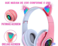 FONE DE OUVIDO SEM FIO HEADPHONE ORELHA GATINHO BLUETOOTH