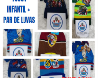 TOUCA DE FRIO INFANTIL PERSONAGENS + PAR DE LUVAS