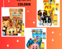 * KIT LIVRO PARA COLORIR + GIZ DE CERA + 2 MÁSCARAS ANIMAIS