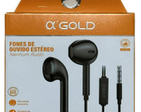 * FONE DE OUVIDO COM FIO ESTÉREO COM MICROFONE A’GOLD