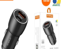 * CARREGADOR VEICULAR DUPLO USB E TIPO-C TURBO 60W