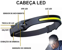 * LANTERNA LED DE CABEÇA RECARREGÁVEL PROVA D´ ÁGUA