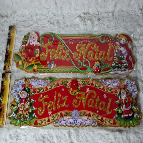 PAINEL FAIXA DECORATIVA FELIZ NATAL EM 3D 74X19CM