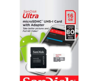 * CARTÃO MEMÓRIA MICROSD 16GB SANDISK CLASSE 10 ULTRA