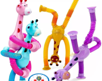 * BRINQUEDO GIRAFA TELESCÓPICA VENTOSA LED ARTICULADA