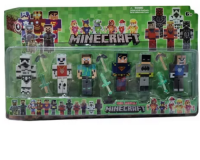 BRINQUEDO 6 BONECOS MINECRAFT COM ACESSÓRIOS