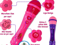 * BRINQUEDO MICROFONE INFANTIL MUSICAL SOM E VOZ A PILHA