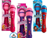 * BRINQUEDO MICROFONE INFANTIL MUSICAL SOM E VOZ A PILHA