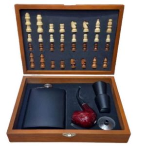 KIT COMPLETO JOGO DE XADREZ DAMA DE MADEIRA